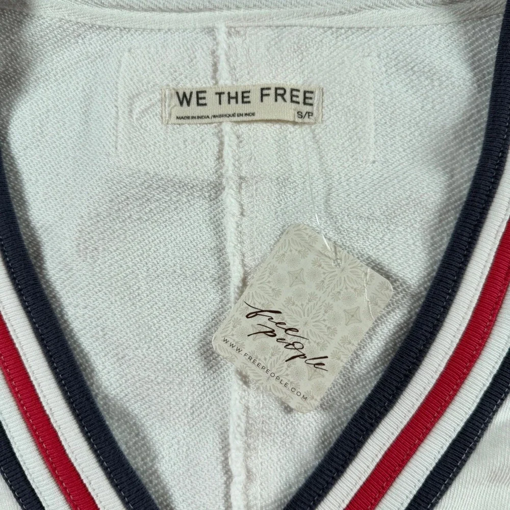 Free People Varsity Sweatshirt‎ Vest Striped V-Neck womens Small  Ivy oversized